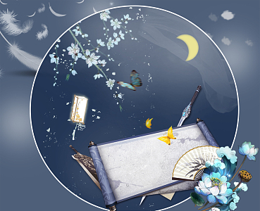 复古诗意节日海报psd背景图