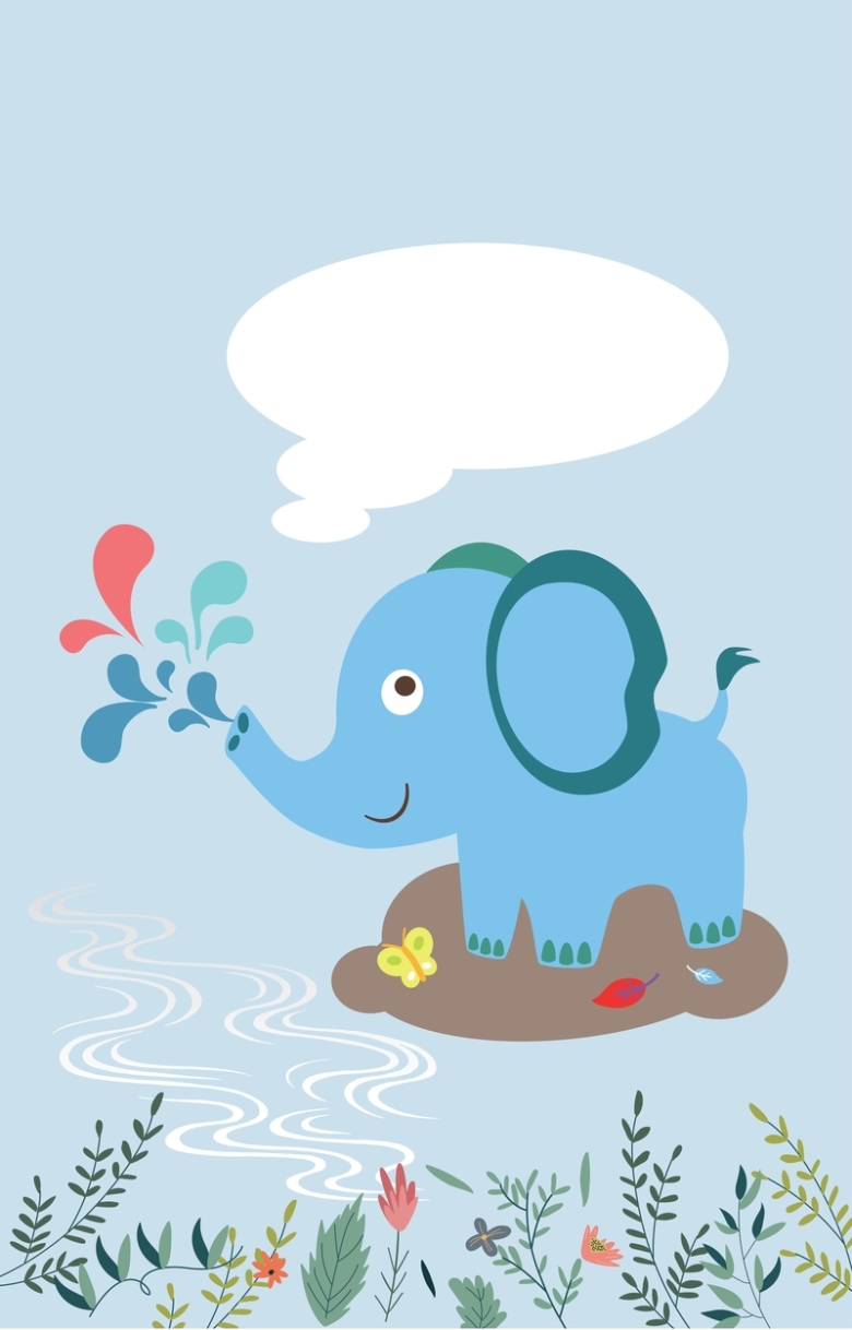 叼着花的小象背景素材