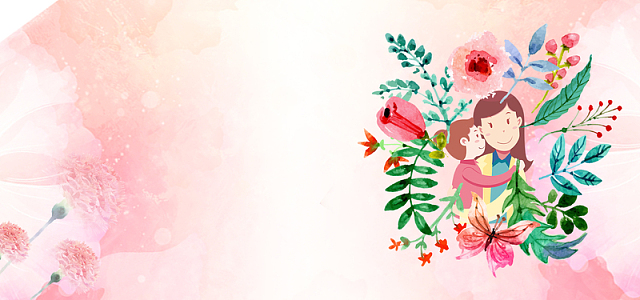 温馨母亲节水彩康乃馨粉色背景