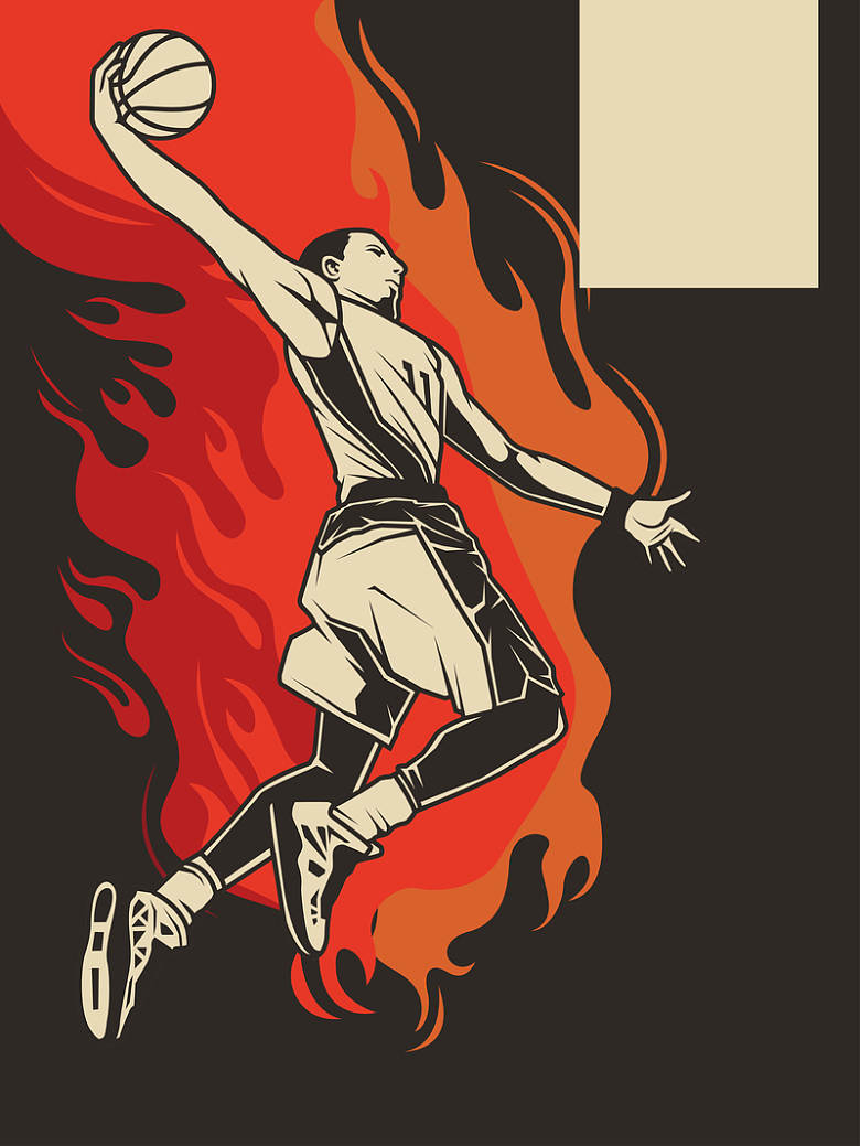 大气手绘青年篮球赛海报背景素材