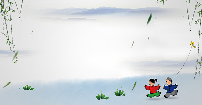 清新中国风插画古典海报背景psd