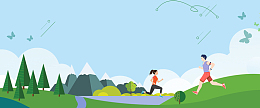 低碳出行跑步卡通蓝色banner