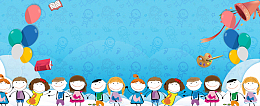 共建快乐校园卡通手绘蓝色banner