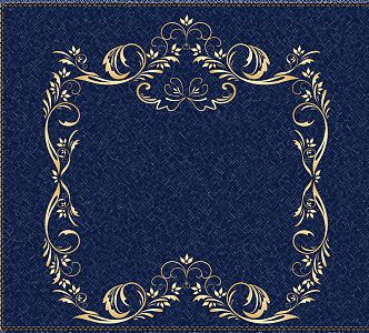 欧式复古花纹边框蓝色背景素材