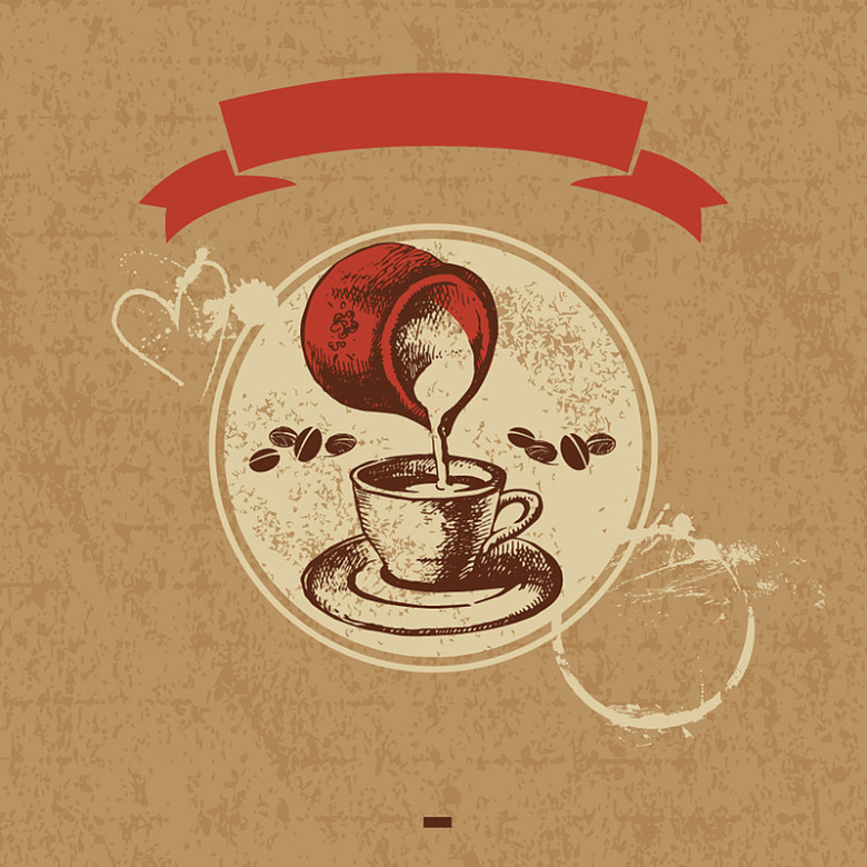 时尚复古咖啡菜单海报棕色背景素材