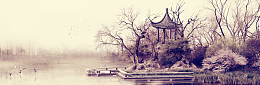水榭亭台背景