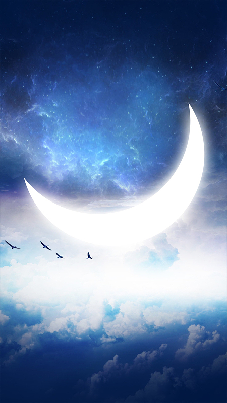 蓝色科幻月亮商业psd分层h5背景素材