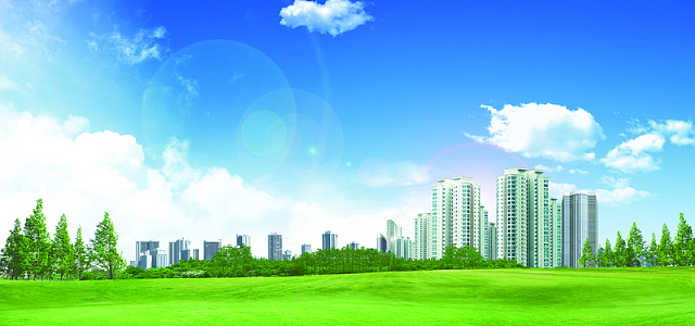 草地楼房商务地产背景