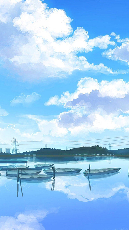 手绘蓝天白云h5背景素材