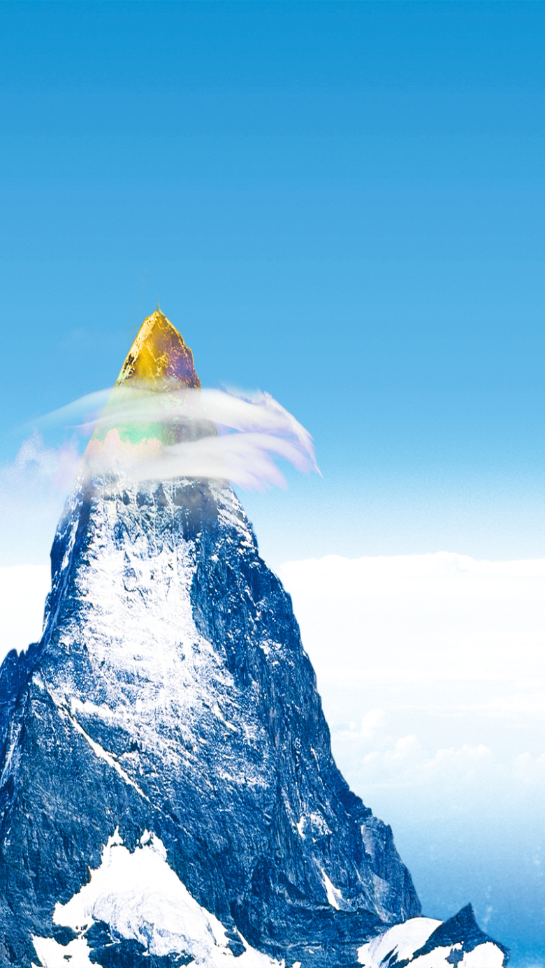 天空山峰攀登psd分层h5背景