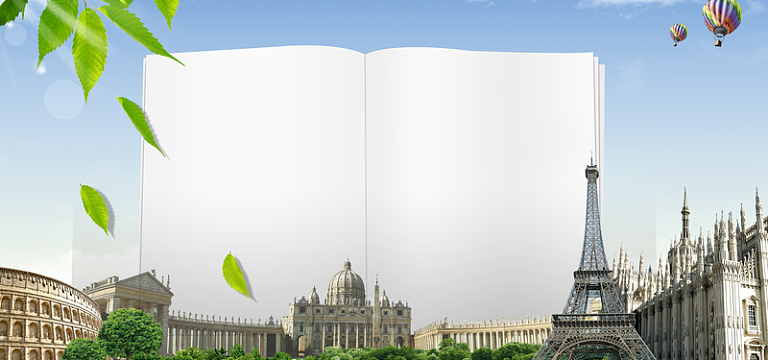 建筑与书本海报背景