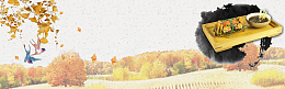 秋分节气手绘大闸蟹banner