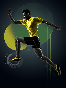 绿色炫酷健身房体育运动员跳跃背景