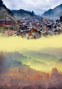 古典小镇的房屋背景素材