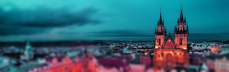 城市夜景城堡风景banner