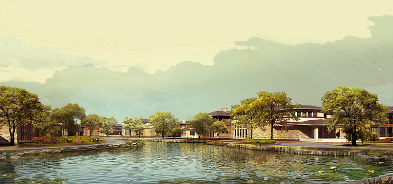 中国风建筑风景背景图