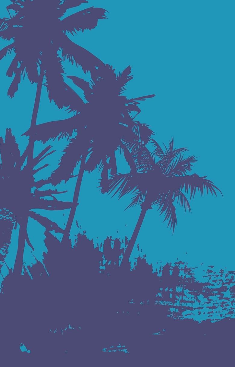 蓝色椰子树背景素材
