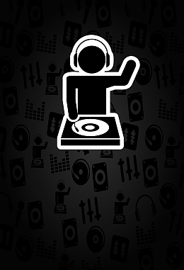卡通线条人手DJ音乐卡片背景