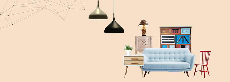 简约家居时尚几何橙色banner