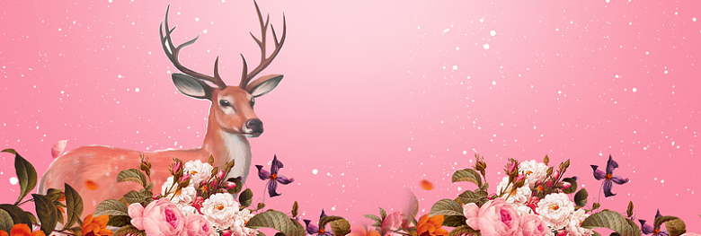 圣诞节圣诞麋鹿狂欢粉色banner