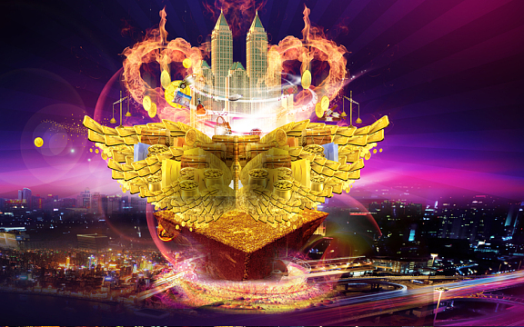 紫色底金色翅膀印刷背景