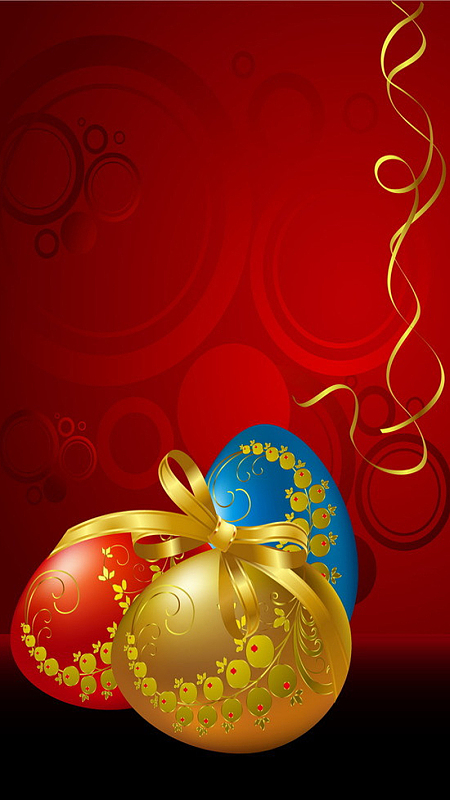 红色纹理金蛋复活节晚会手机端h5背景素材