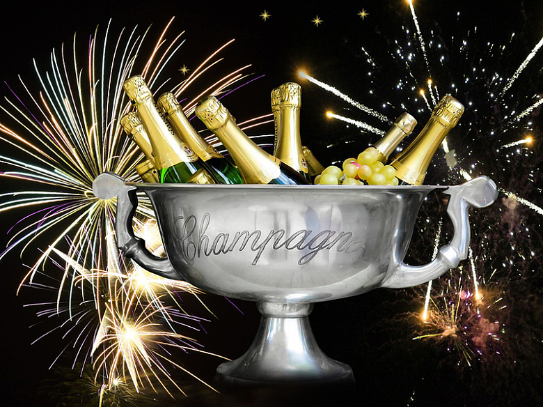 迎接新年香槟祝贺背景