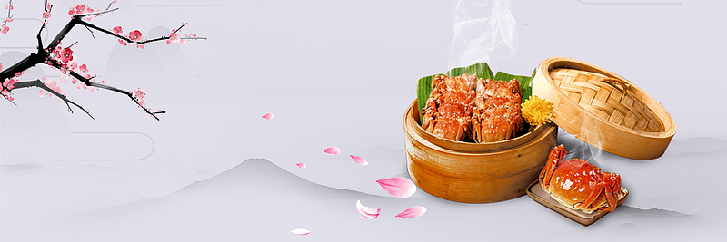 螃蟹大闸蟹美食中国风banner