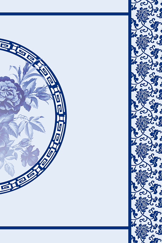 矢量淡雅中式青花瓷背景素材