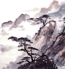 黑白水墨山水画背景图