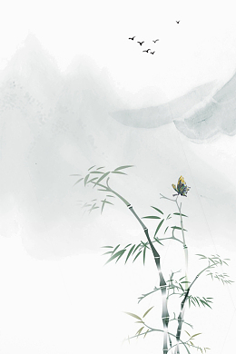 古典中国风水墨山水画海报