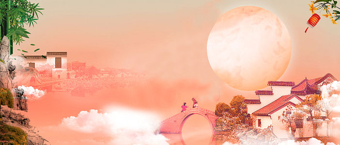 古风水乡风景背景素材