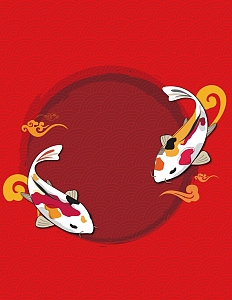 矢量中国风手绘锦鲤背景素材
