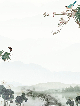 山水画清明节宣传海报背景