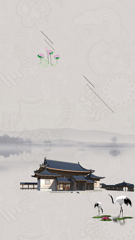 地产促销仿古建筑h5背景素材