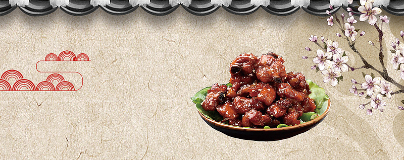 糖醋排骨复古banner