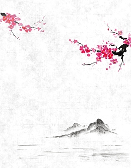 矢量中国风山水梅花背景素材