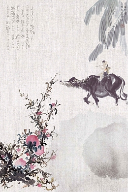 水墨中国风水墨枝头花鸟山水