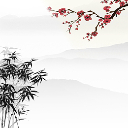 古风水墨山水淡雅泼墨电商淘宝主图背景