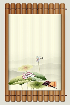 复古淡雅荷花背景