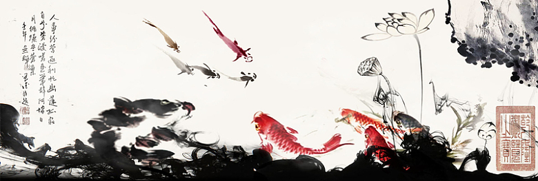 鲤鱼荷池子背景banner