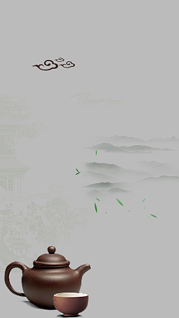 茶杯茶具品茶中国风H5背景素材