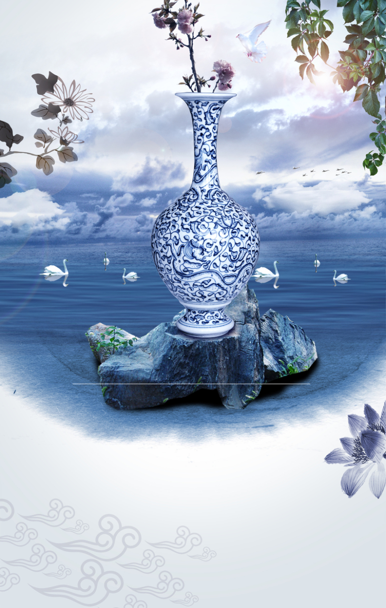 古风花瓶背景素材