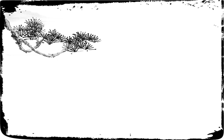 中国风白色背景树枝水墨水墨边框背景图