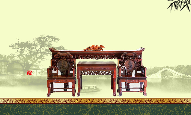明清家具供桌交椅中式背景