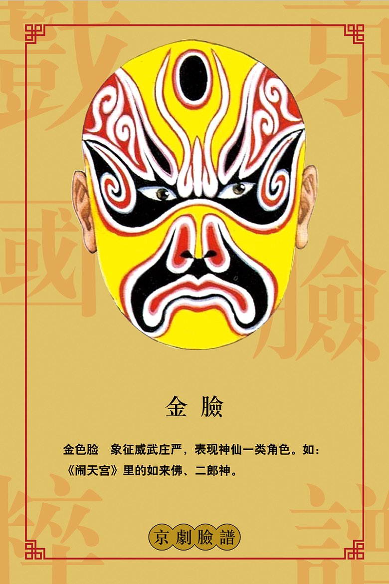 中国戏曲脸谱金脸学习海报