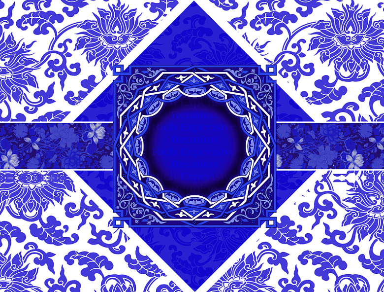 蓝色青花瓷古典礼盒送礼背景素材