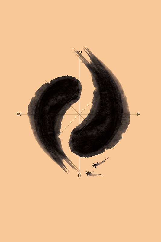 中国风水墨太极国画鲤鱼宣传海报背景