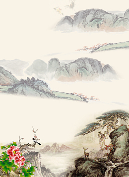 中国风古韵山河水墨画平面广告