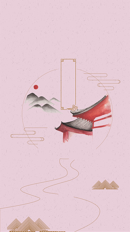 中国风线条简约水墨h5背景素材